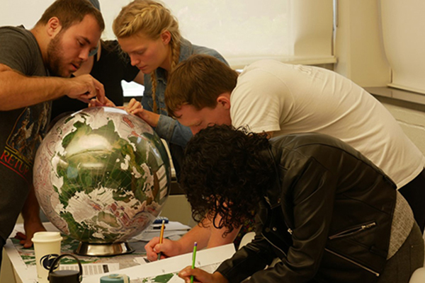 students working in the lab